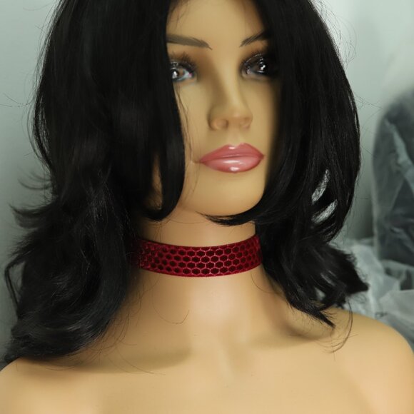 Red Maroon Choker Texture Velvet Adjustable Necklace red Chokers (#62) - Picture 7 of 8